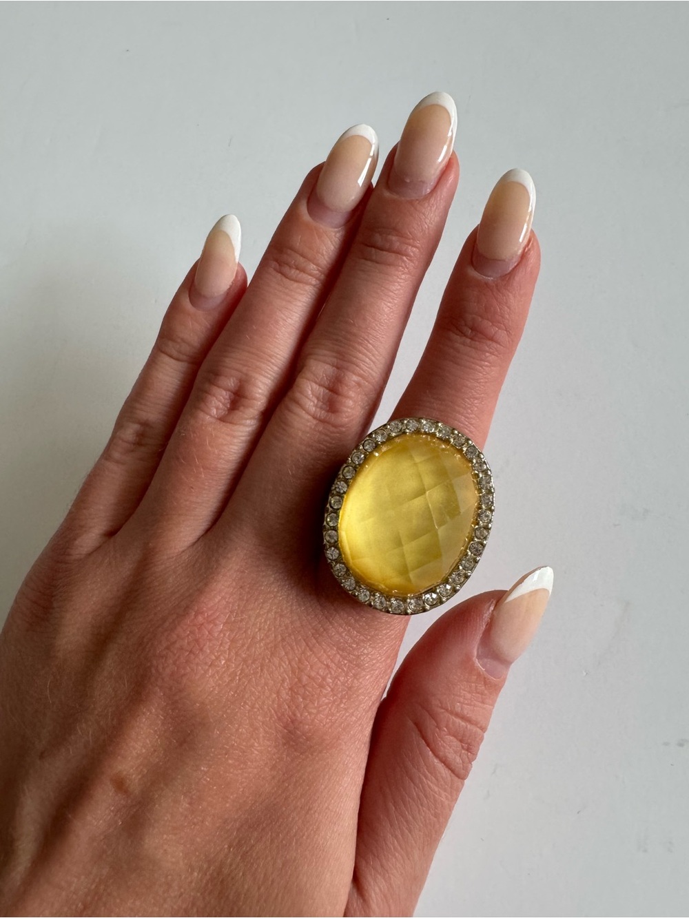 Yellow Crystal Halo Ring - Women's Jewelry